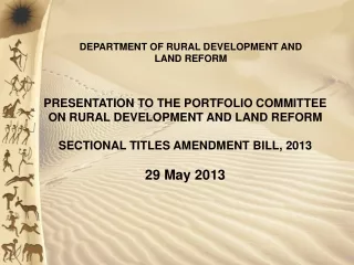 DEPARTMENT OF RURAL DEVELOPMENT AND LAND REFORM