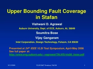 Upper Bounding Fault Cover age in Stafan