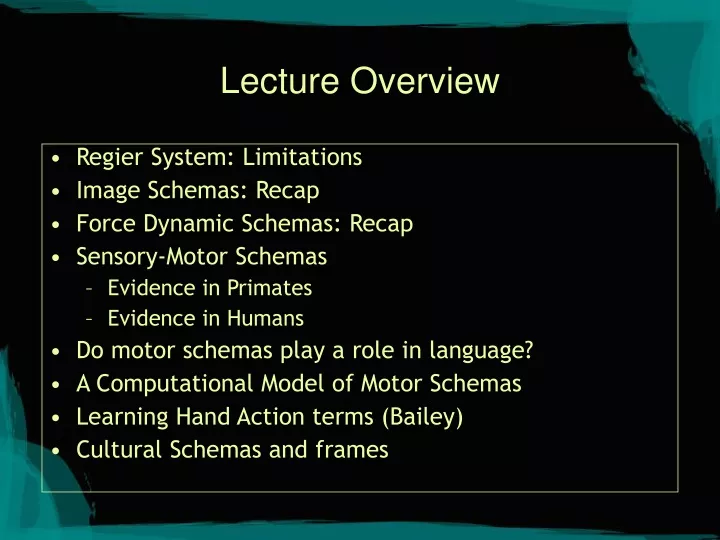 lecture overview