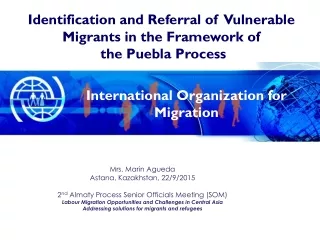 Identification and Referral of  Vulnerable Migrants in the Framework of   the Puebla Process