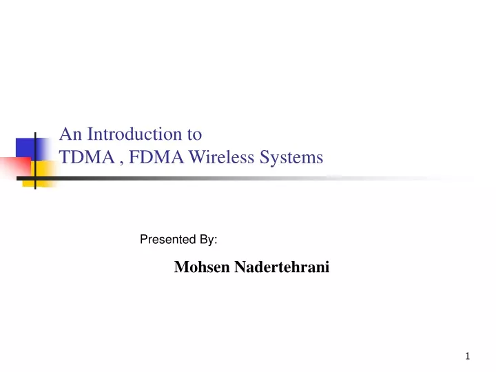 an introduction to tdma fdma wireless systems