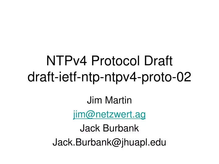 ntpv4 protocol draft draft ietf ntp ntpv4 proto 02