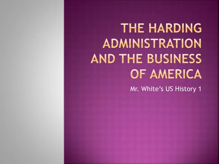 the harding administration and the business of america