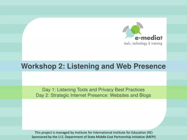 workshop 2 listening and web presence