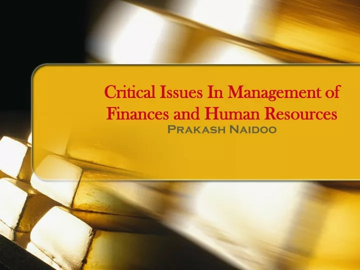 critical issues in management of finances and human resources