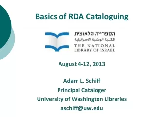 Basics of RDA Cataloguing