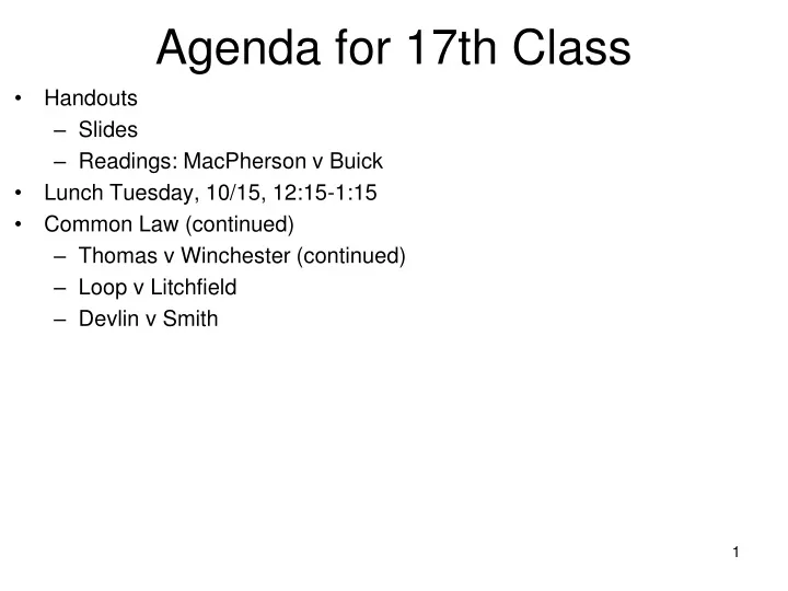 agenda for 17th class