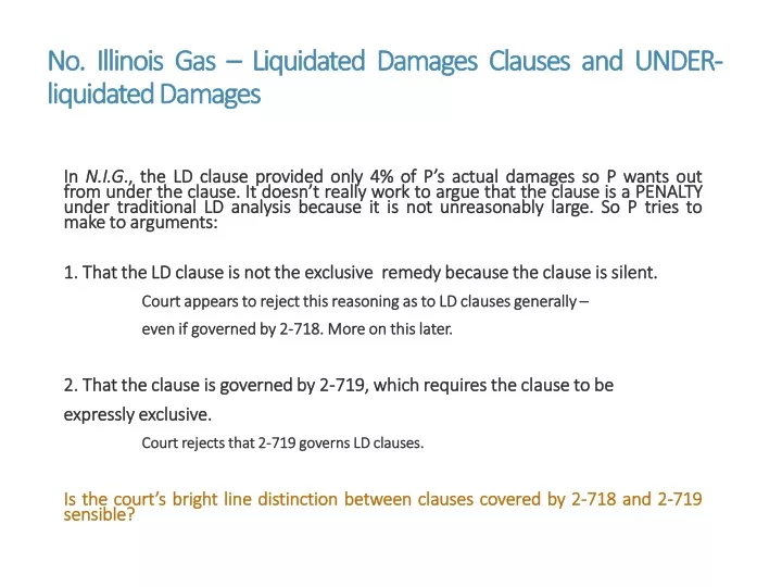 no illinois gas liquidated damages clauses and under liquidated damages