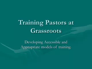Training Pastors at Grassroots