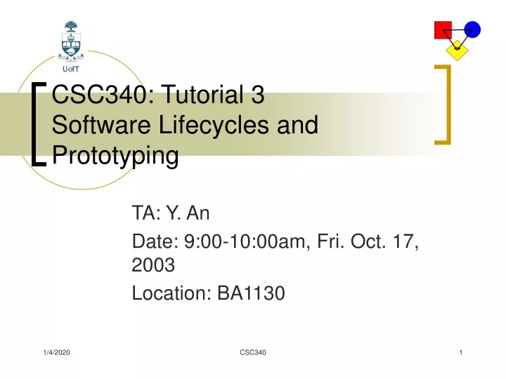 csc340 tutorial 3 software lifecycles and prototyping
