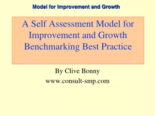 A Self Assessment Model for Improvement and Growth  Benchmarking Best Practice