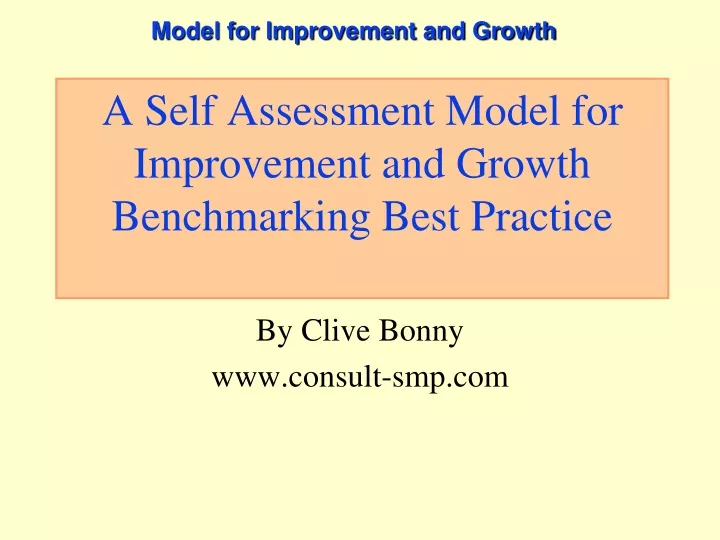 a self assessment model for improvement and growth benchmarking best practice