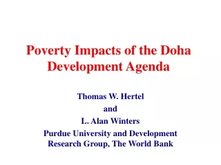 Poverty Impacts of the Doha Development Agenda