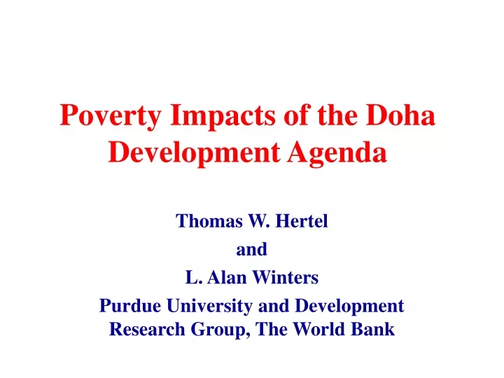 poverty impacts of the doha development agenda