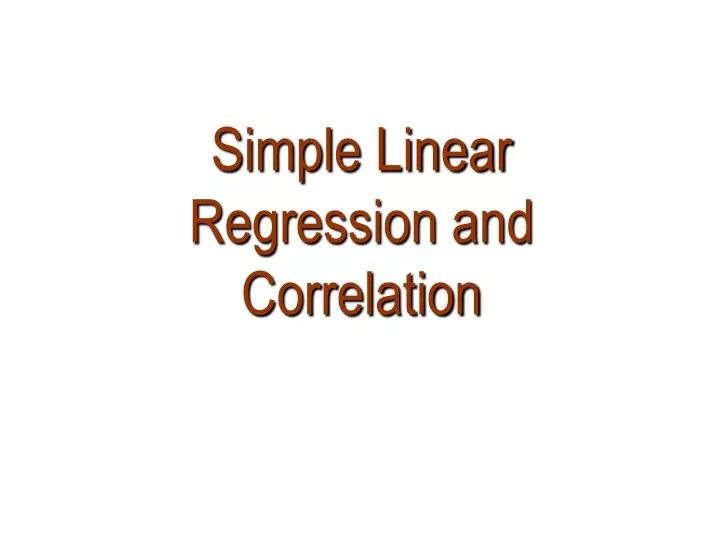 simple linear regression and correlation