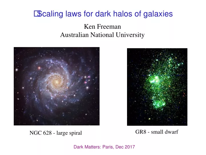scaling laws for dark halos of galaxies