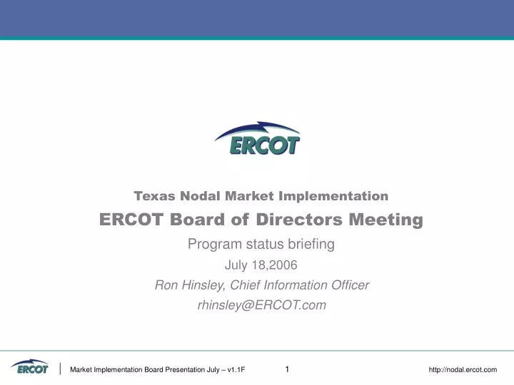 texas nodal market implementation ercot board