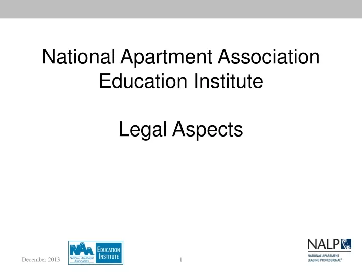 national apartment association education institute legal aspects