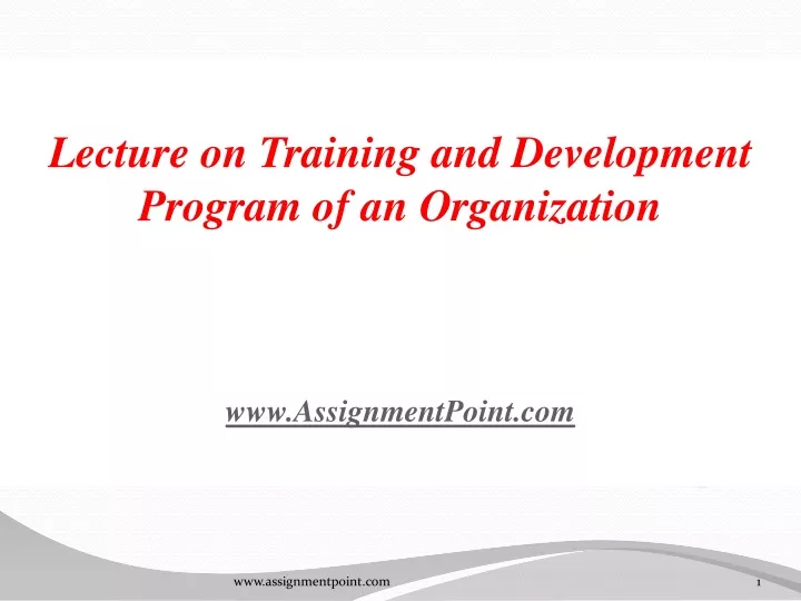 lecture on training and development program
