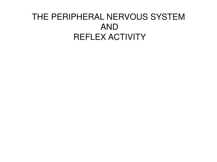 the peripheral nervous system and reflex activity