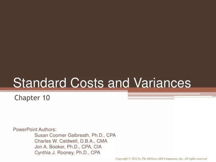 standard costs and variances