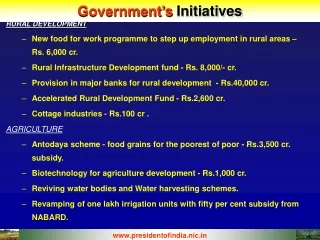 Government’s  Initiatives