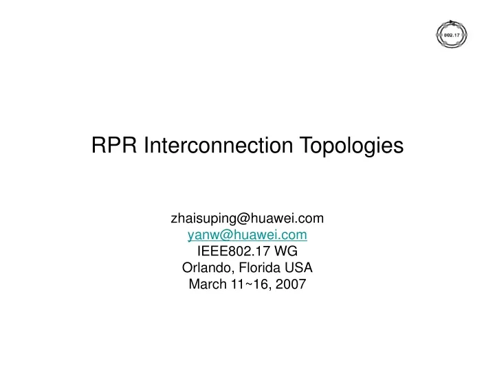 rpr interconnection topologies