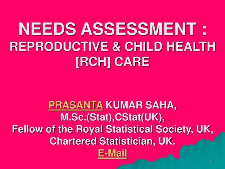 needs assessment reproductive child health