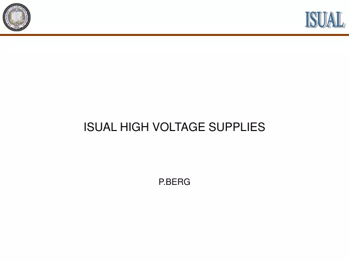 isual high voltage supplies
