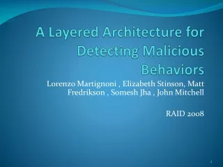 A Layered Architecture for Detecting Malicious Behaviors