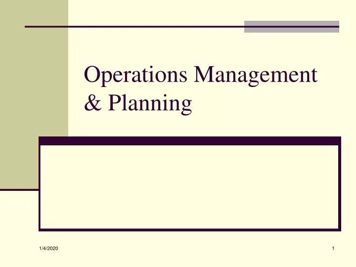 operations management planning