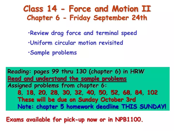 class 14 force and motion ii chapter 6 friday