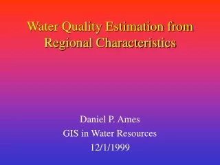 Water Quality Estimation from Regional Characteristics