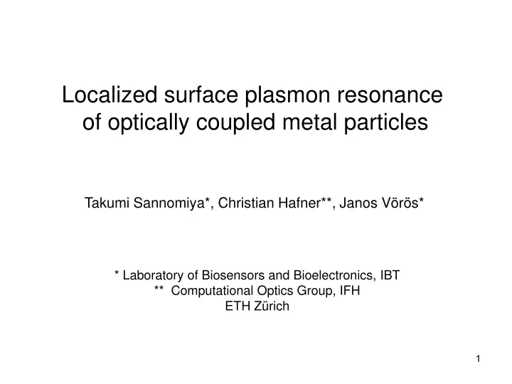 localized surface plasmon resonance of optically