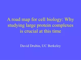 A road map for cell biology: Why studying large protein complexes is crucial at this time