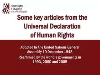 Some key articles from the  Universal Declaration  of Human Rights
