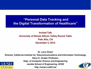 “Personal Data Tracking and  the Digital Transformation of Healthcare”