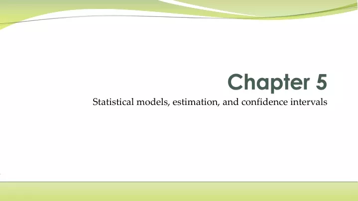 statistical models estimation and confidence