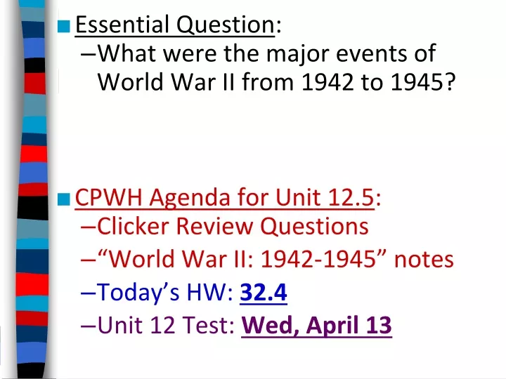 essential question what were the major events