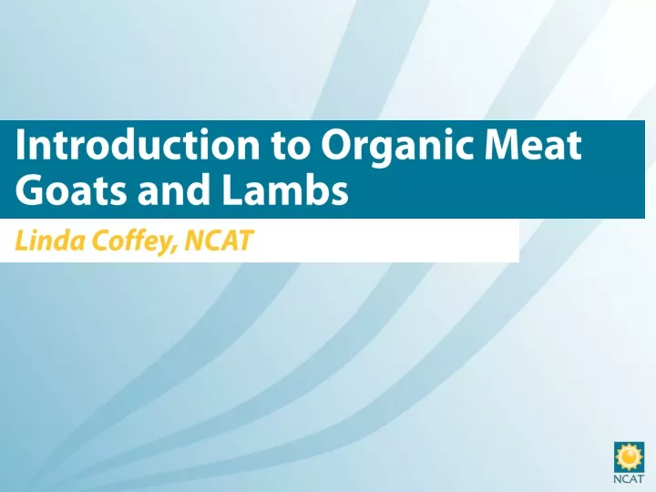 introduction to organic meat goats and lambs