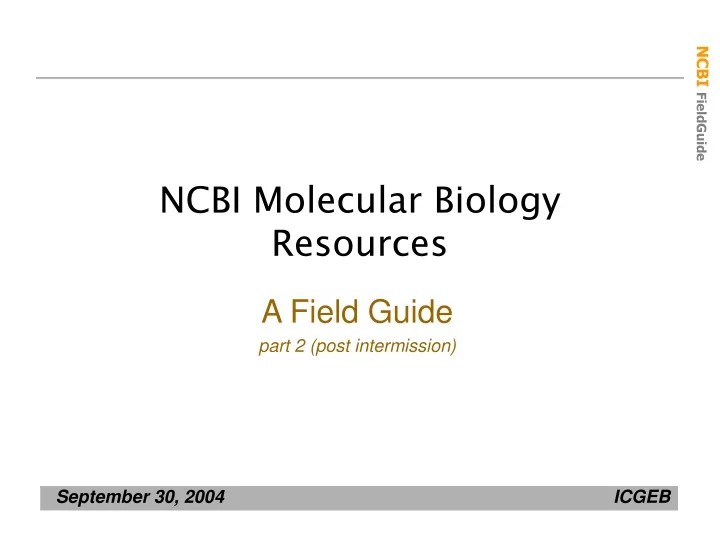 ncbi molecular biology resources