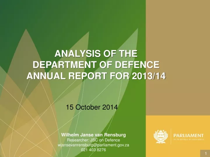 analysis of the department of defence annual