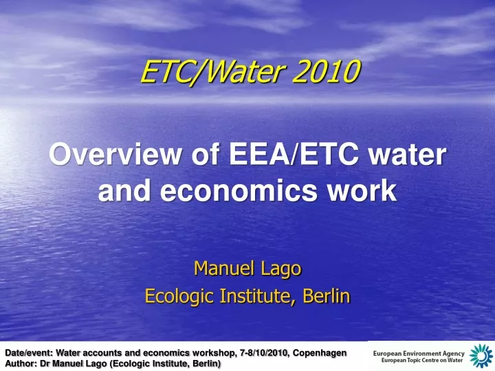 etc water 2010 overview of eea etc water