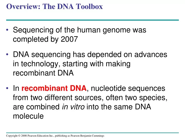 overview the dna toolbox