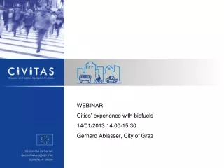 WEBINAR Cities’ experience with biofuels 14/01/2013 14.00-15.30 Gerhard Ablasser, City of Graz