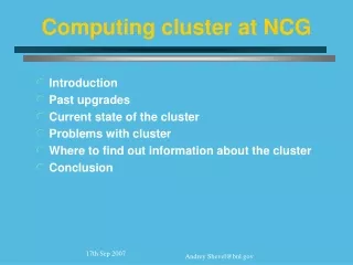 Computing cluster at NCG