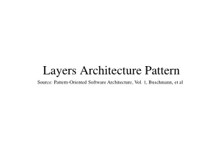 Layers Architecture Pattern