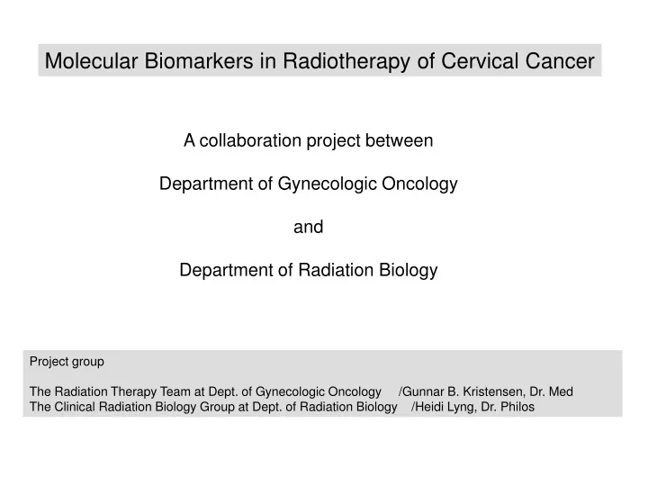molecular biomarkers in radiotherapy of cervical