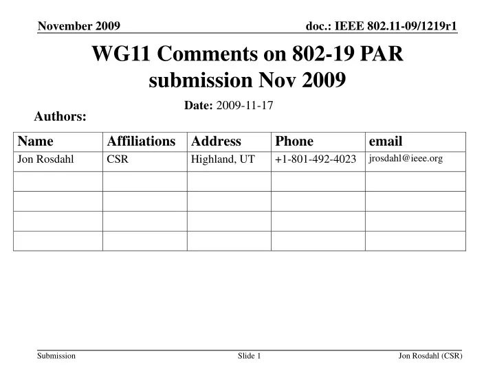 wg11 comments on 802 19 par submission nov 2009