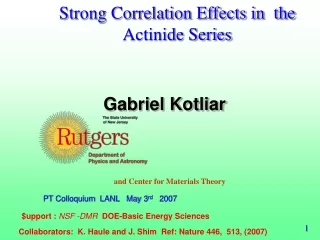 Gabriel Kotliar and Center for Materials Theory